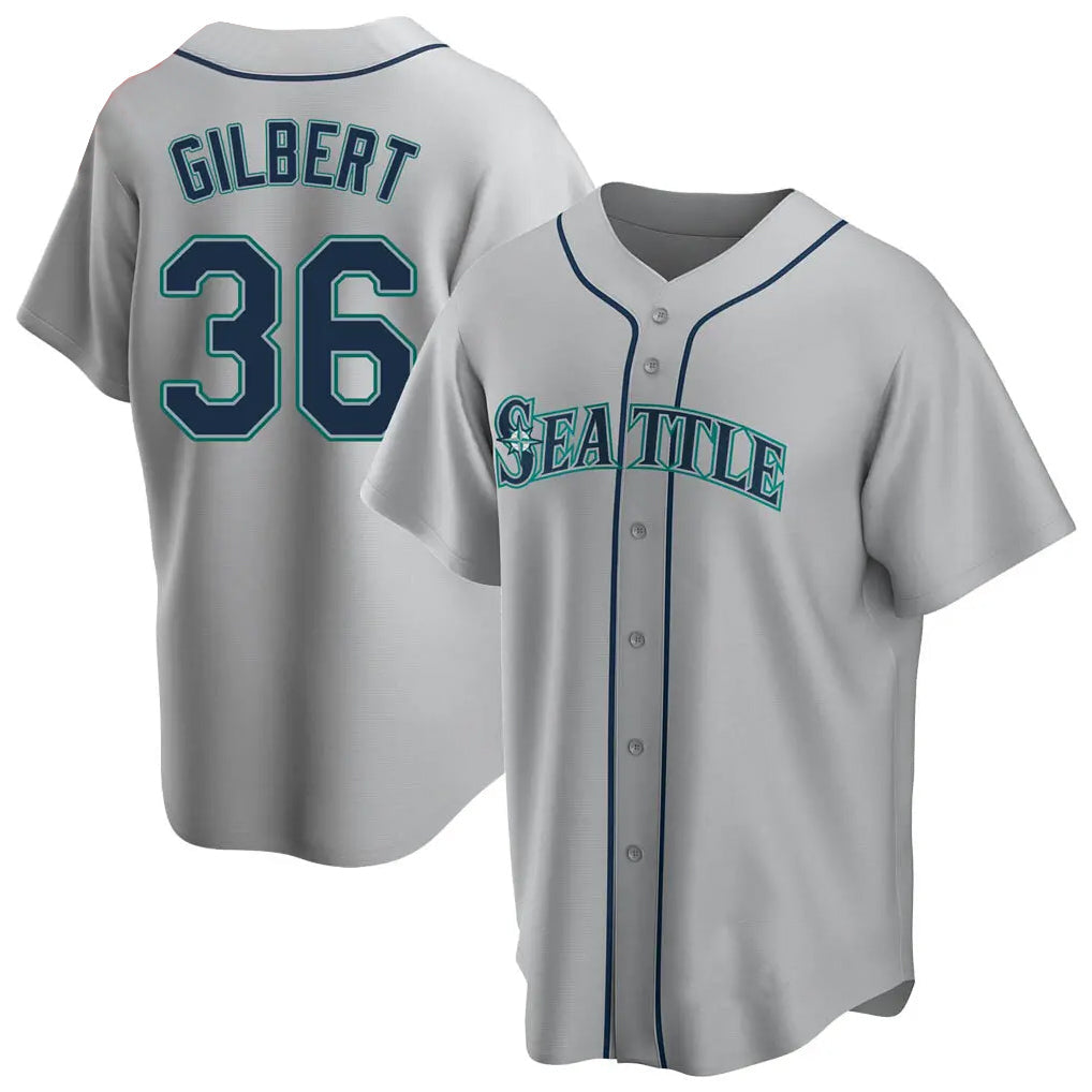 Choea S.Mariners #36 Logan Gilbert Player Gray Home Game Stitched Jerseys