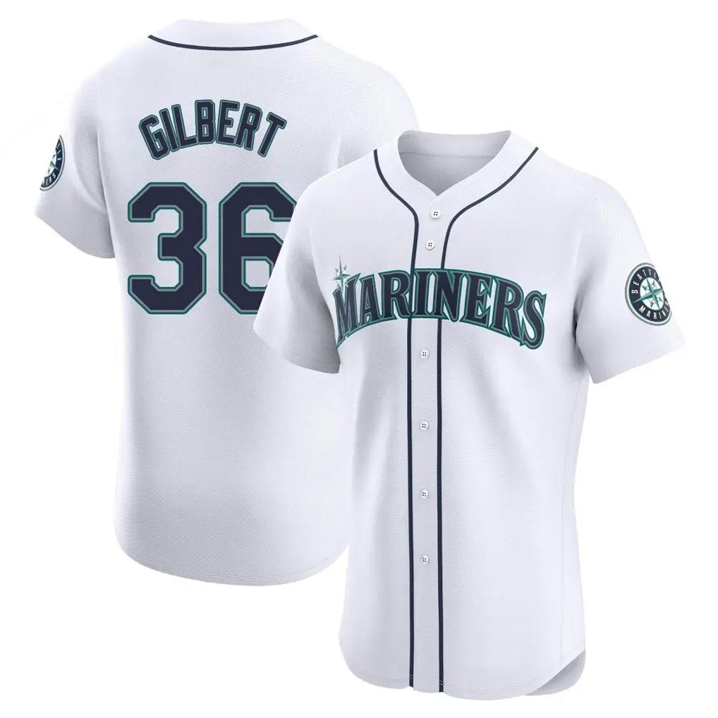 Choea S.Mariners #36 Logan Gilbert Player White Home Limited Elite Stitched Jerseys