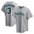 Choea S.Mariners #3 J.P. Crawford Player Gray Home Game Stitched Jerseys