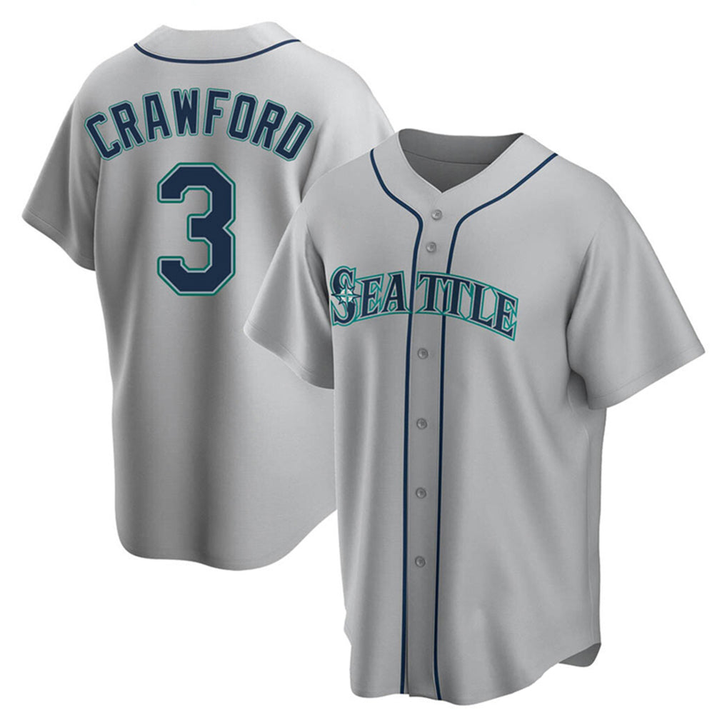 Choea S.Mariners #3 J.P. Crawford Player Gray Home Game Stitched Jerseys