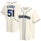 Choea S.Mariners #51 Ichiro Suzuki Player Cream Home Game Stitched Jerseys