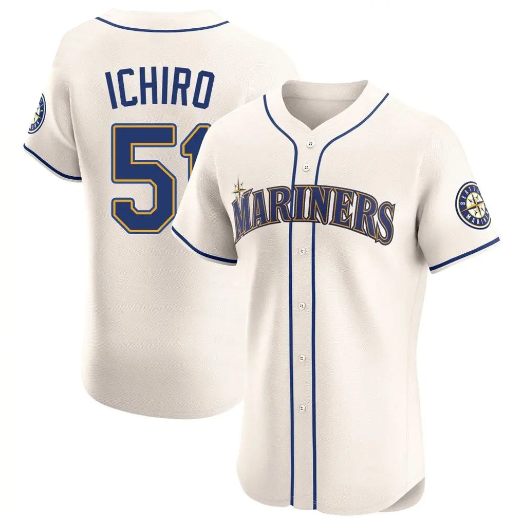 Choea S.Mariners #51 Ichiro Suzuki Player Cream Home Limited Elite Stitched Jerseys