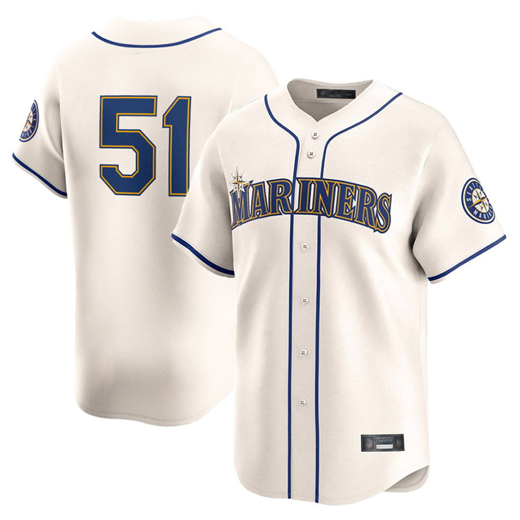 Choea S.Mariners #51 Ichiro Suzuki Player Cream Home Limited Stitched Jerseys