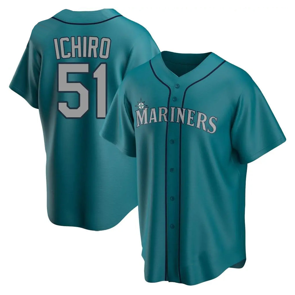 Choea S.Mariners #51 Ichiro Suzuki Player Teal Home Game Stitched Jerseys