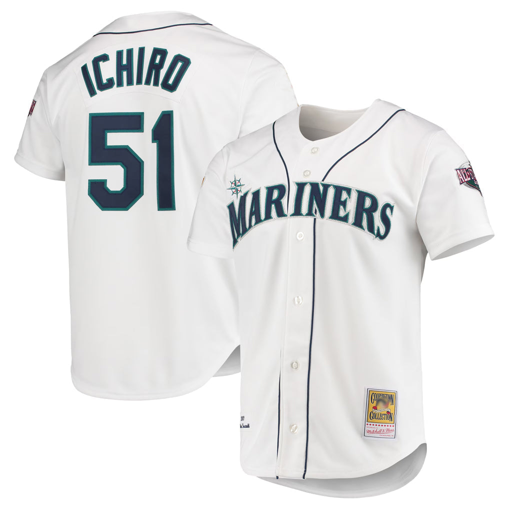 Choea S.Mariners #51 Ichiro Suzuki Player White Mitchell & Ness All-Star Game Cooperstown Collection Authentic Limited Stitched Jerseys