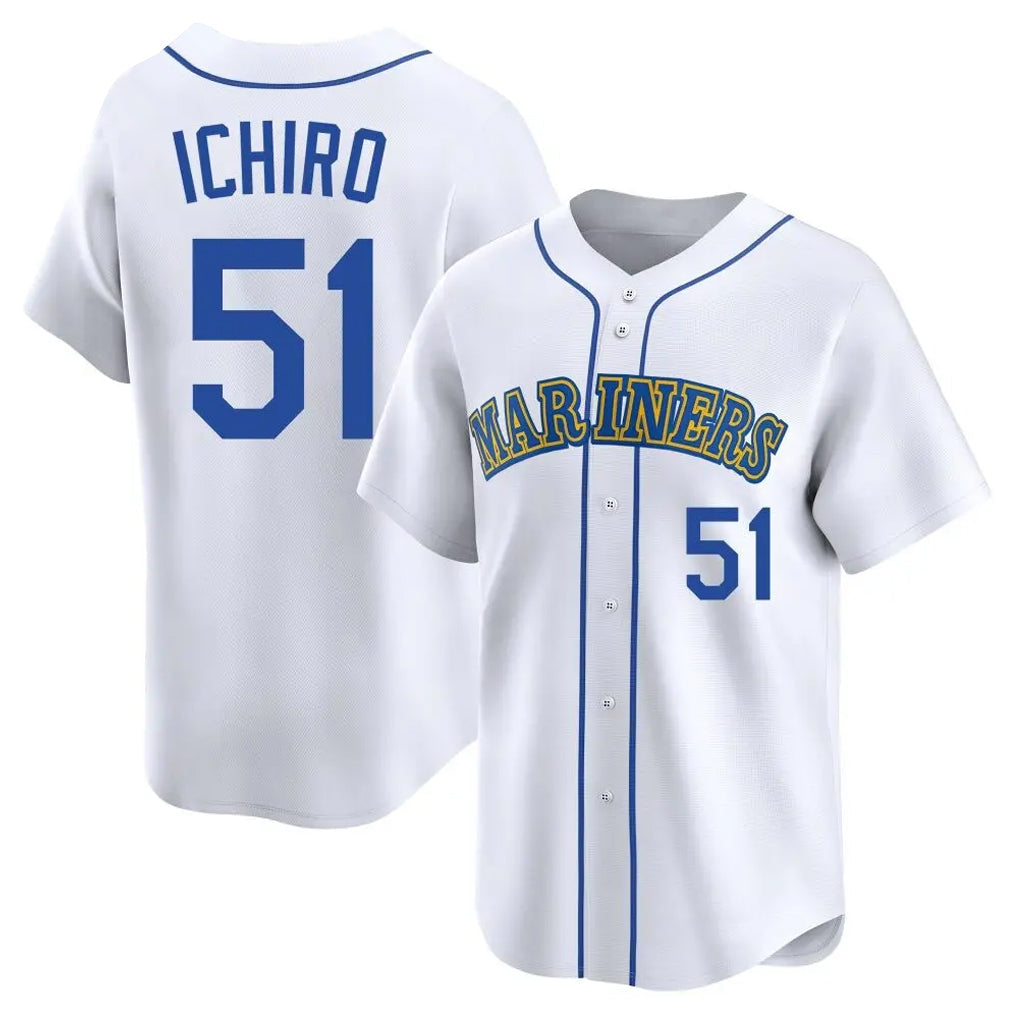 Choea S.Mariners #51 Ichiro Suzuki Player White Pitch Fashion Game Stitched Jerseys