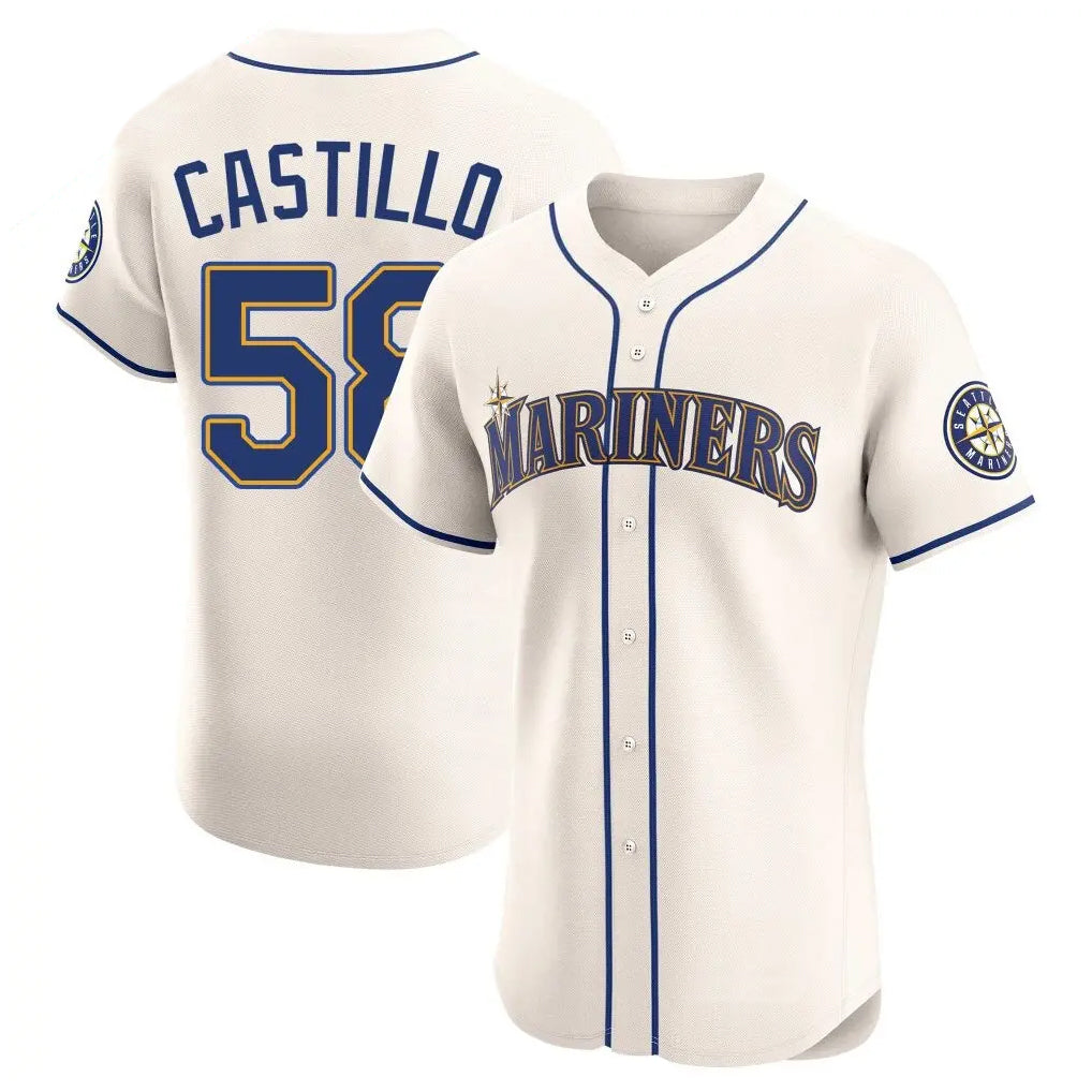 Choea S.Mariners #58 Luis Castillo Player Cream Home Limited Elite Stitched Jerseys