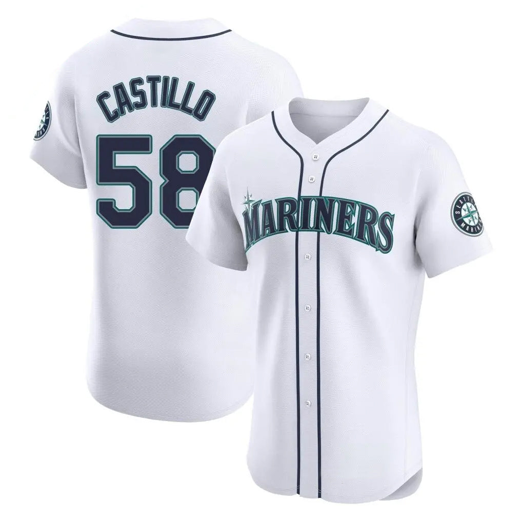 Choea S.Mariners #58 Luis Castillo Player White Home Limited Elite Stitched Jerseys