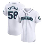 Choea S.Mariners #58 Luis Castillo Player White Home Limited Elite Stitched Jerseys