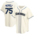 Choea S.Mariners #75 Andres Munoz Player Cream Home Game Stitched Jerseys