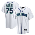 Choea S.Mariners #75 Andres Munoz Player White Home Game Stitched Jerseys