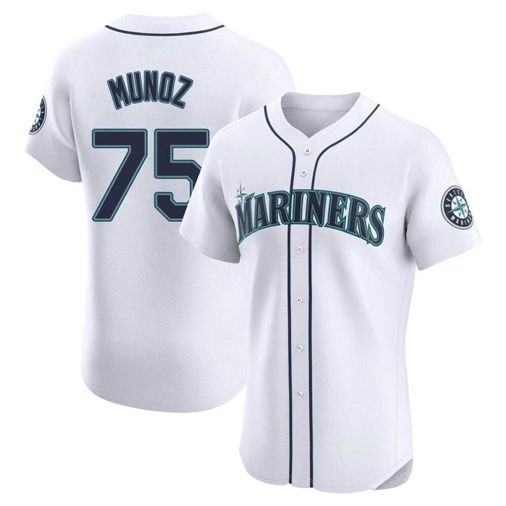 Choea S.Mariners #75 Andres Munoz Player White Home Limited Elite Stitched Jerseys