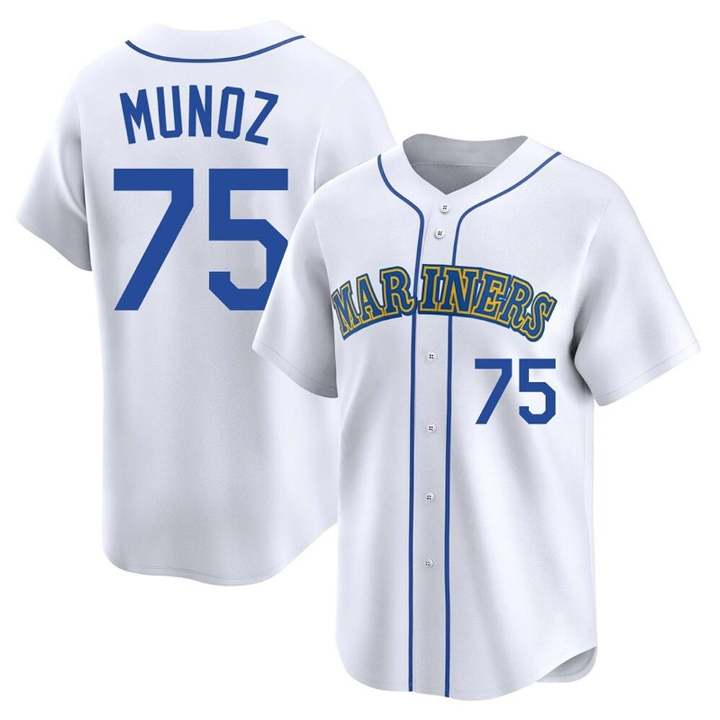 Choea S.Mariners #75 Andres Munoz Player White Throwback Cooperstown Collection Home Limited Stitched Jerseys