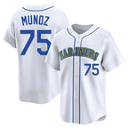 Choea S.Mariners #75 Andres Munoz Player White Throwback Cooperstown Collection Home Limited Stitched Jerseys