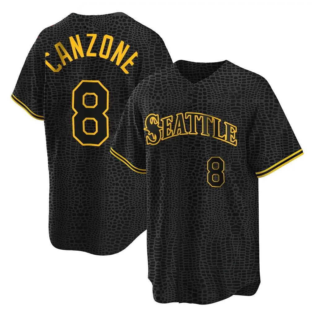 Choea S.Mariners #8 Dominic Canzone Player Black Snake Skin City Home Limited Stitched Jerseys