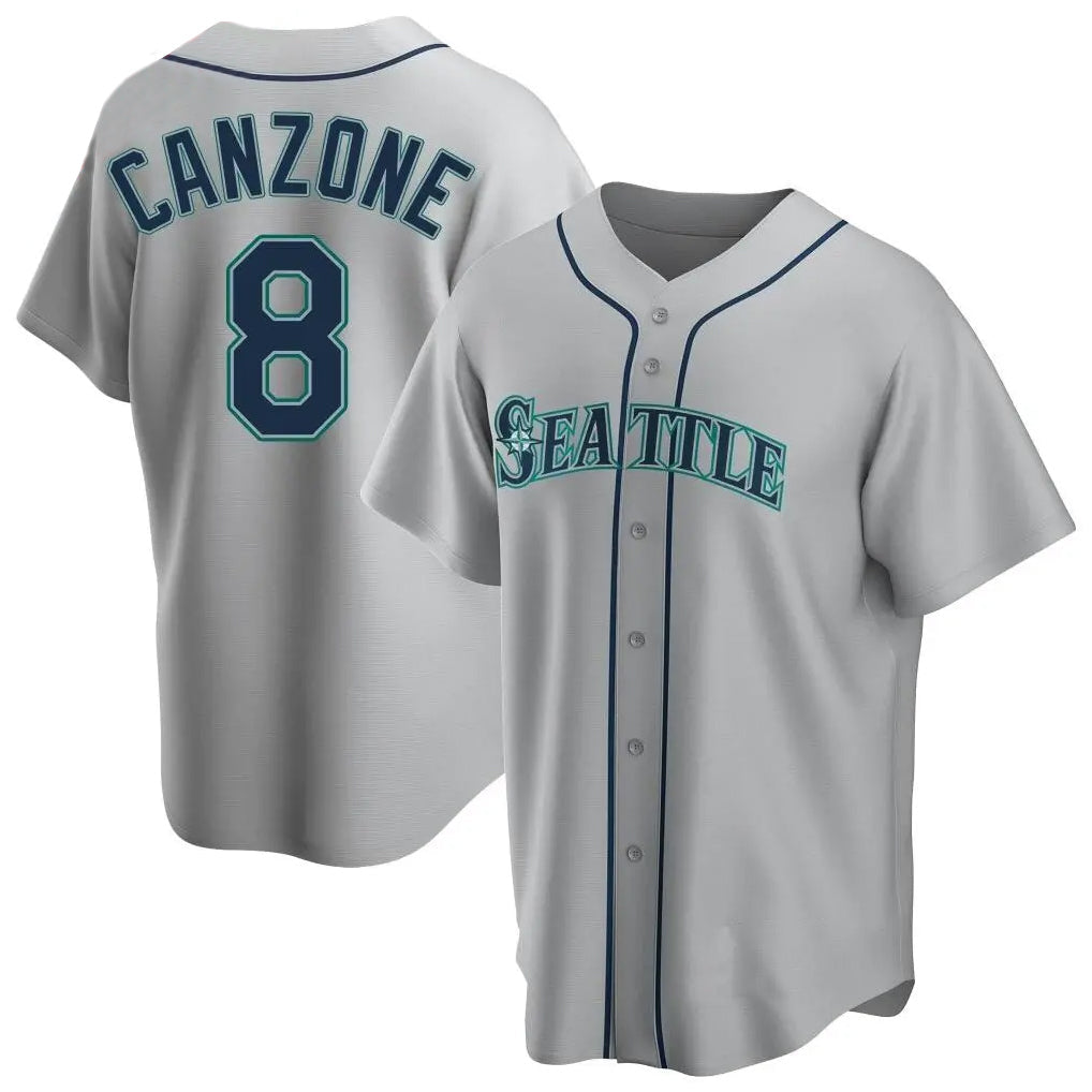 Choea S.Mariners #8 Dominic Canzone Player Gray Home Game Stitched Jerseys