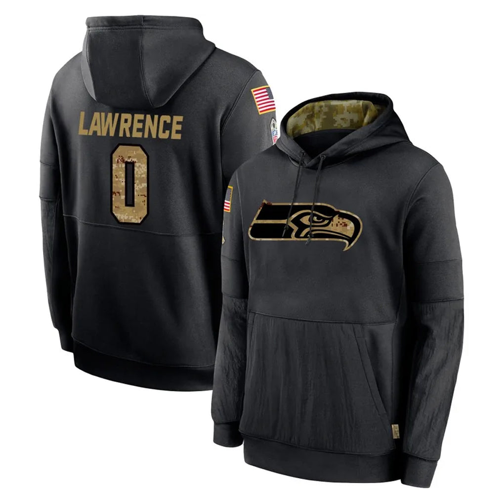 Choea S.Seahawks #0 DeMarcus Lawrence Player Black Salute to Service Hoodies Limited Game Stitched Jerseys