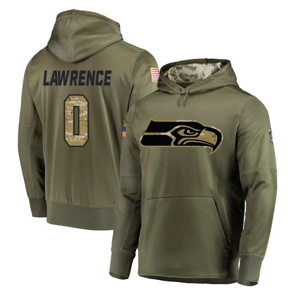 Choea S.Seahawks #0 DeMarcus Lawrence Player Olive Salute to Service Pullover Hoodie Home Game Stitched Jerseys