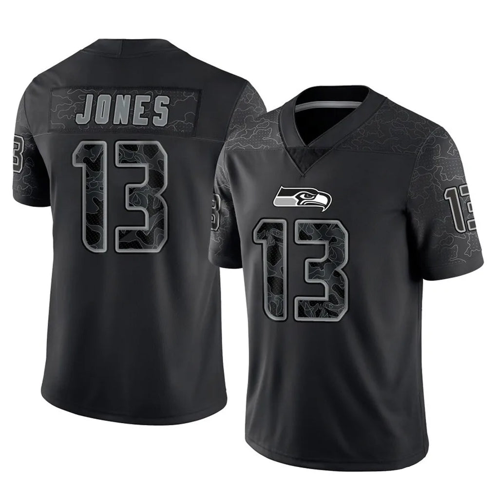 Choea S.Seahawks #13 Ernest Jones IV Player Black Limited Reflective Home Game Stitched Jerseys