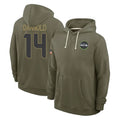 Choea S.Seahawks #14 Sam Darnold Player Olive Salute to Service Pullover Hoodies Limited Stitched Jerseys