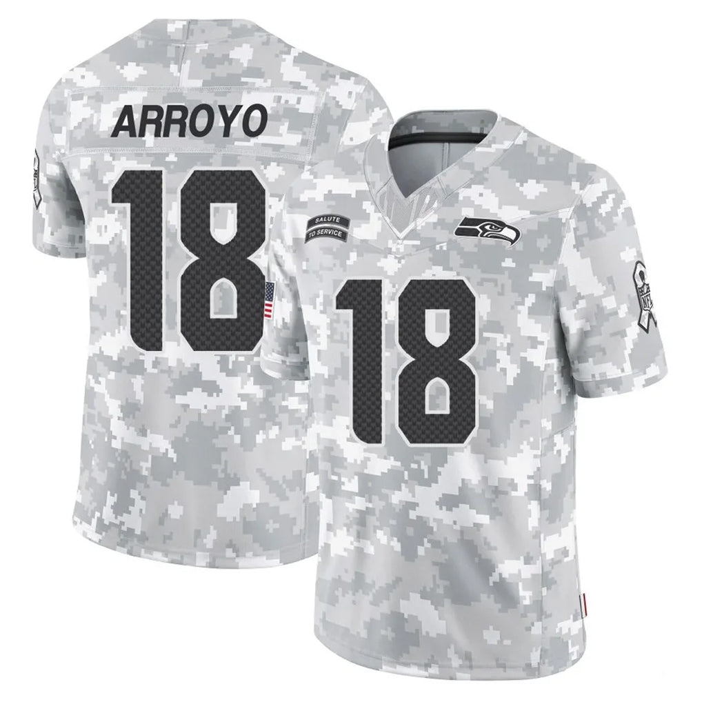 Choea S.Seahawks #18 Elijah Arroyo Player Arctic Camo Limited Salute To Service Home Game Stitched Jerseys