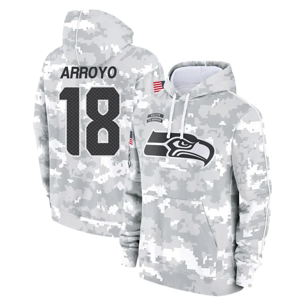 Choea S.Seahawks #18 Elijah Arroyo Player Arctic Camo Limited Salute to Service Pullover Hoodies Game Stitched Jerseys