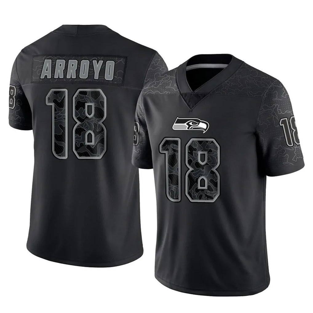 Choea S.Seahawks #18 Elijah Arroyo Player Black Limited Reflective Home Game Stitched Jerseys