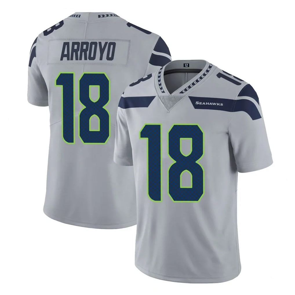 Choea S.Seahawks #18 Elijah Arroyo Player Gray Limited Vapor Untouchable Home Game Stitched Jerseys