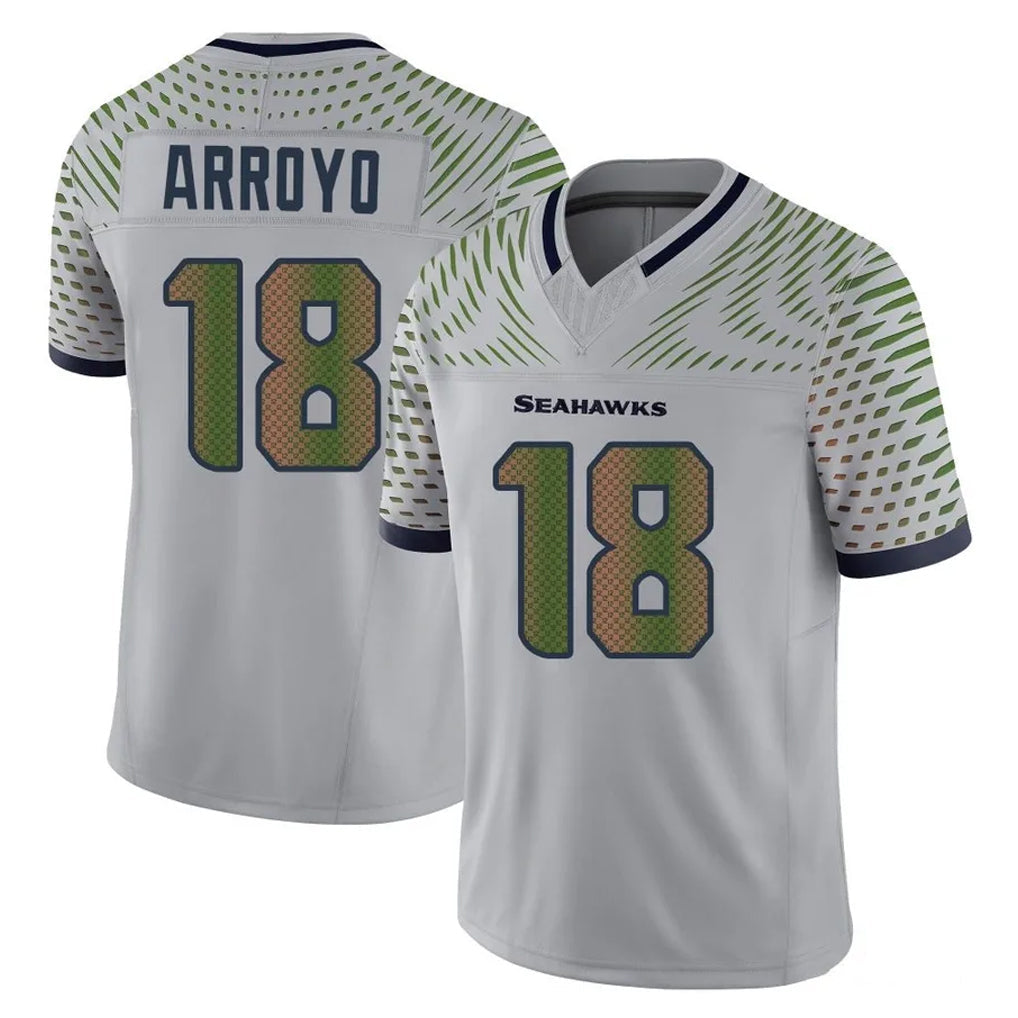 Choea S.Seahawks #18 Elijah Arroyo Player Grey Limited 2025 Rivalries Collection Home Game Stitched Jerseys