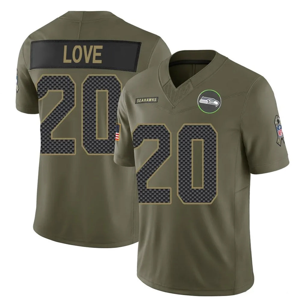 Choea S.Seahawks #20 Julian Love Player Olive 2025 Salute To Service Limited Home Game Stitched Jerseys