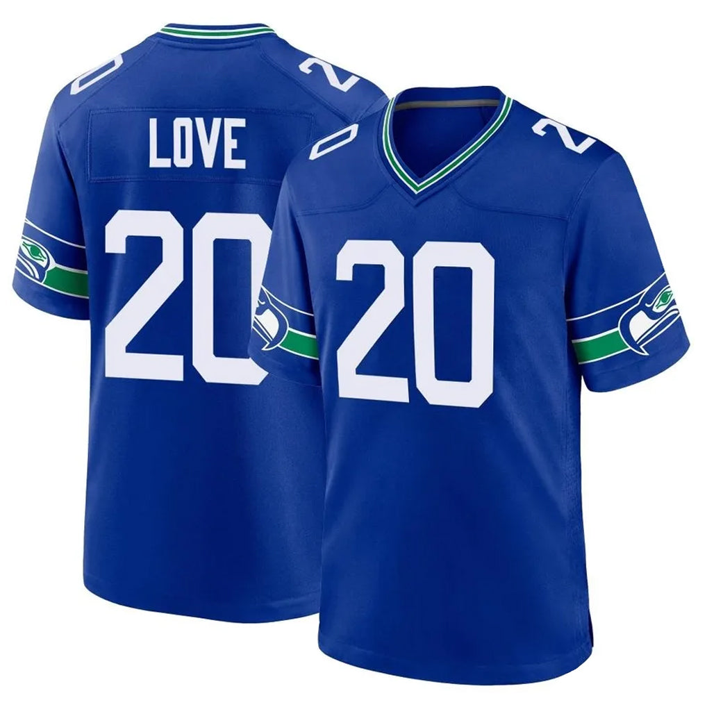 Choea S.Seahawks #20 Julian Love Player Royal Throwback Home Game Stitched Jerseys