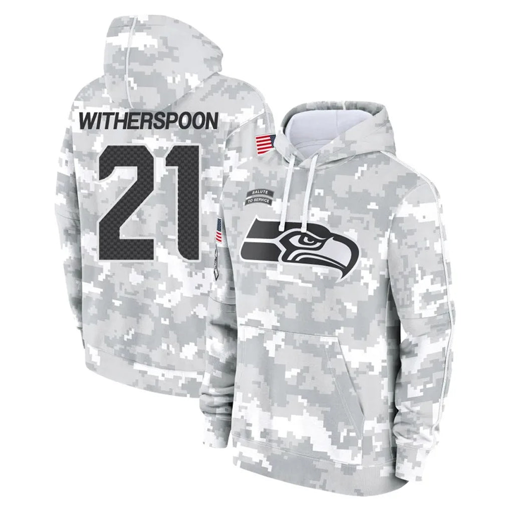 Choea S.Seahawks #21 Devon Witherspoon Player Arctic Camo Limited Salute to Service Pullover Hoodies Game Stitched Jerseys