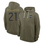 Choea S.Seahawks #21 Devon Witherspoon Player Olive Salute to Service Pullover Hoodies Limited Stitched Jerseys