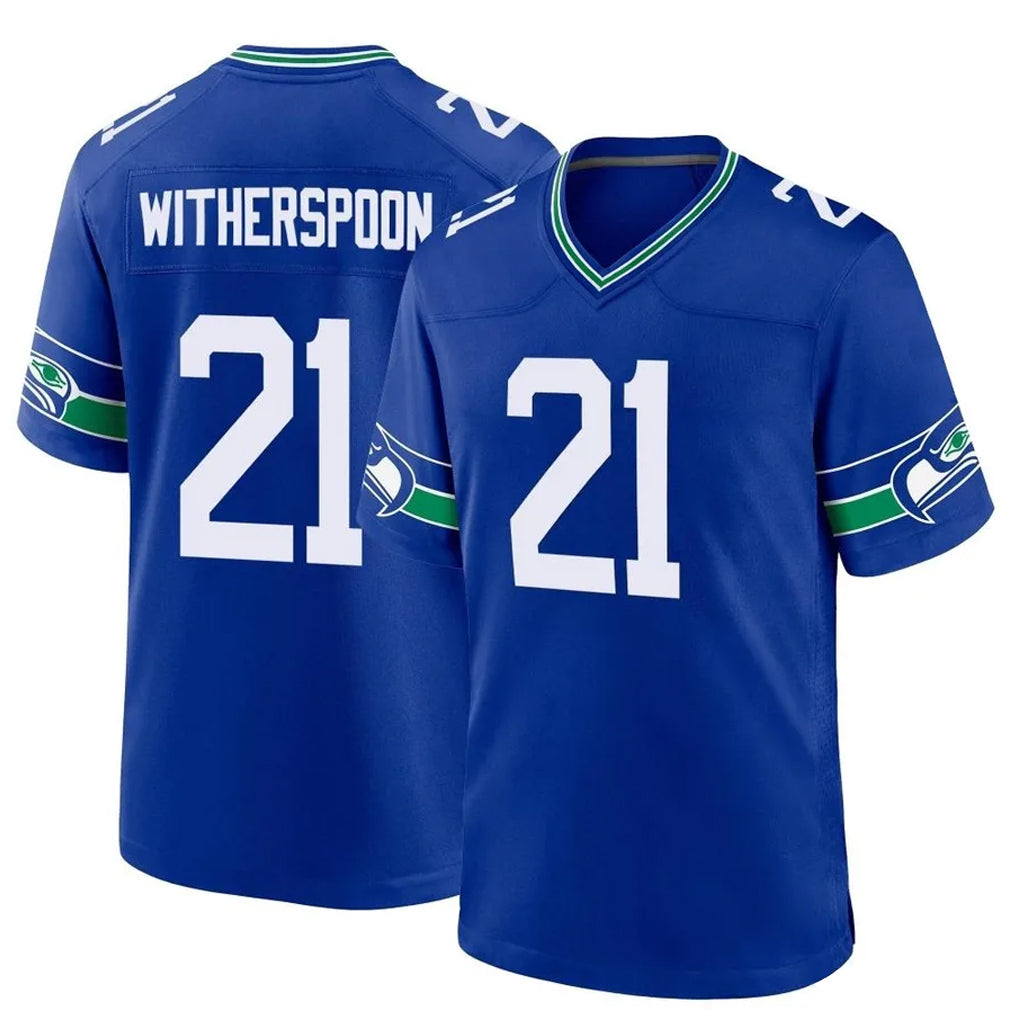 Choea S.Seahawks #21 Devon Witherspoon Player Royal Throwback Home Game Stitched Jerseys