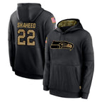 Choea S.Seahawks #22 Rashid Shaheed Player Black Salute to Service Hoodies Limited Game Stitched Jerseys