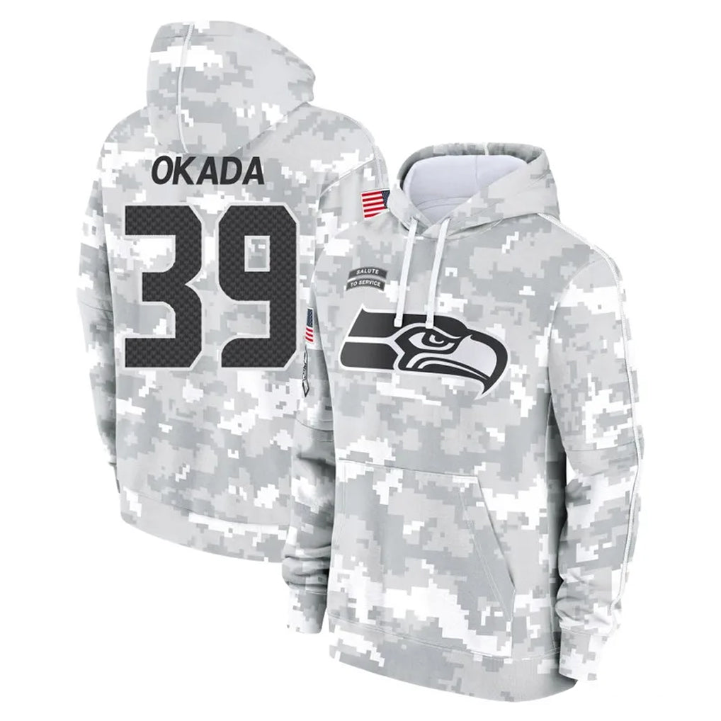 Choea S.Seahawks #39 Ty Okada Player Arctic Camo Limited Salute to Service Pullover Hoodies Game Stitched Jerseys