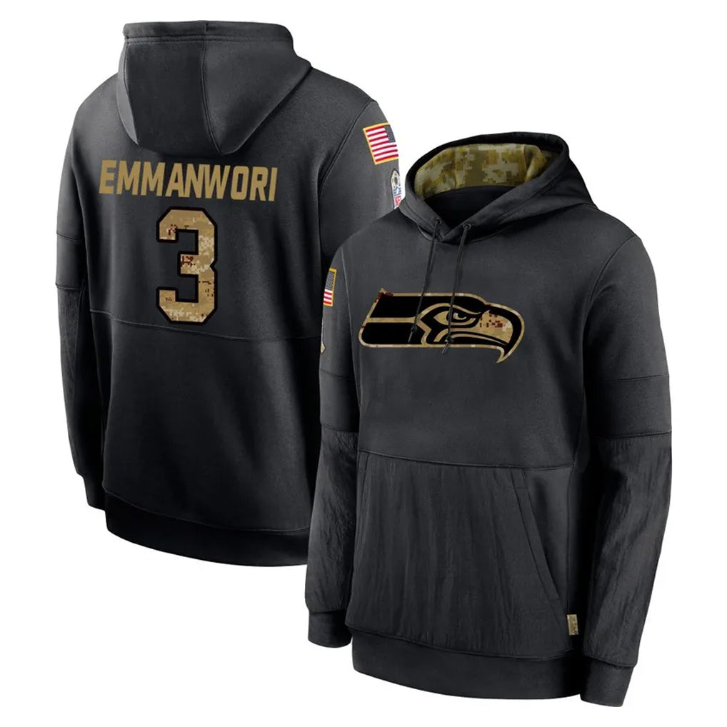 Choea S.Seahawks #3 Nick Emmanwori Player Black Salute to Service Hoodies Limited Game Stitched Jerseys