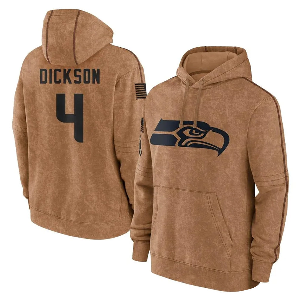 Choea S.Seahawks #4 Michael Dickson Player Brown Limited Salute to Service Pullover Hoodies Game Stitched Jerseys
