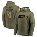 Choea S.Seahawks #4 Michael Dickson Player Olive Salute to Service Pullover Hoodie Home Game Stitched Jerseys