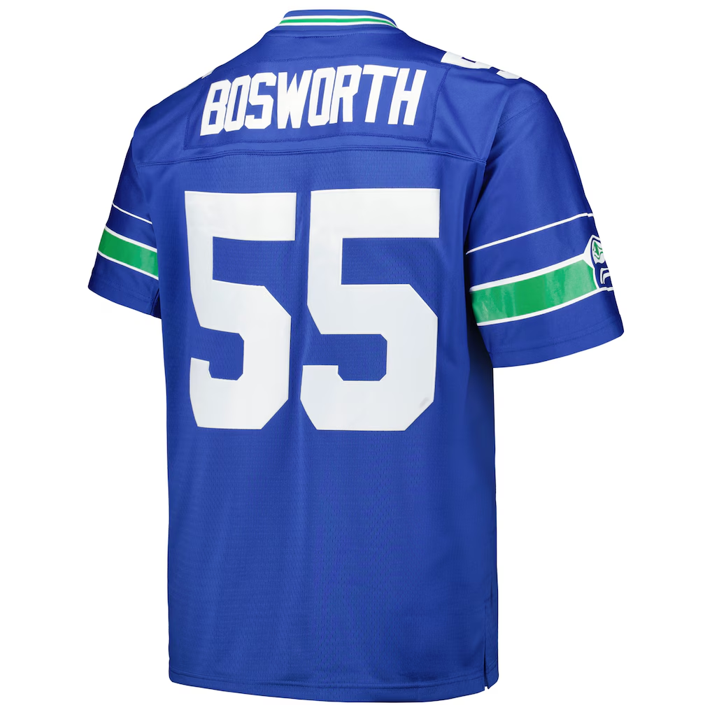 Choea S.Seahawks #55 Brian Bosworth Mitchell & Ness Royal Big & Tall 1987 Legacy Retired Player Stitched Puhic Jersey