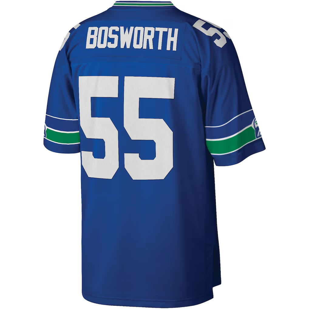 Choea S.Seahawks #55 Brian Bosworth Mitchell & Ness Royal Legacy Replica Jersey