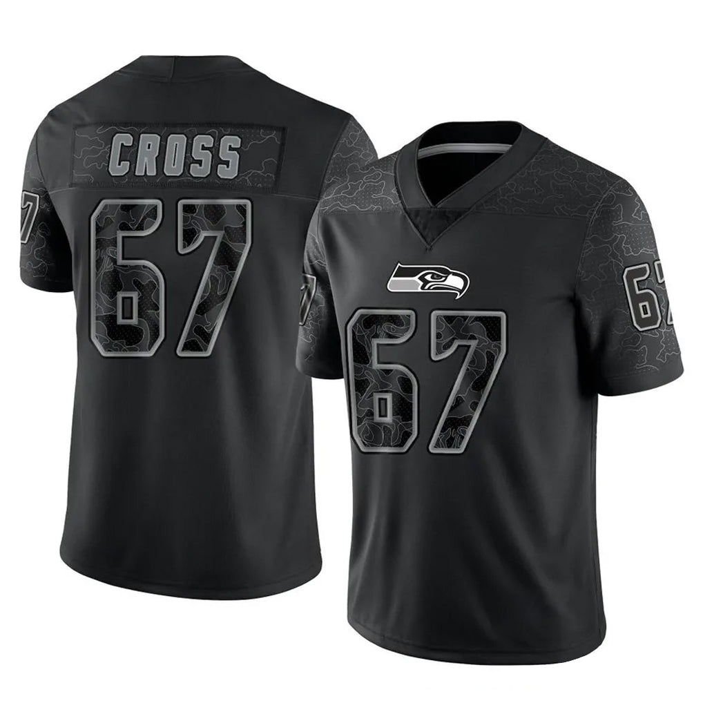 Choea S.Seahawks #67 Charles Cross Player Black Limited Reflective Home Game Stitched Jerseys