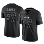 Choea S.Seahawks #67 Charles Cross Player Black Limited Reflective Home Game Stitched Jerseys