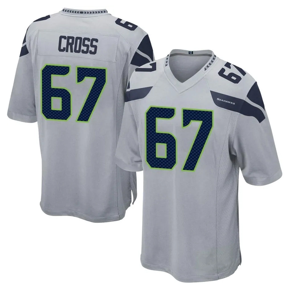 Choea S.Seahawks #67 Charles Cross Player Gray Home Game Stitched Jerseys