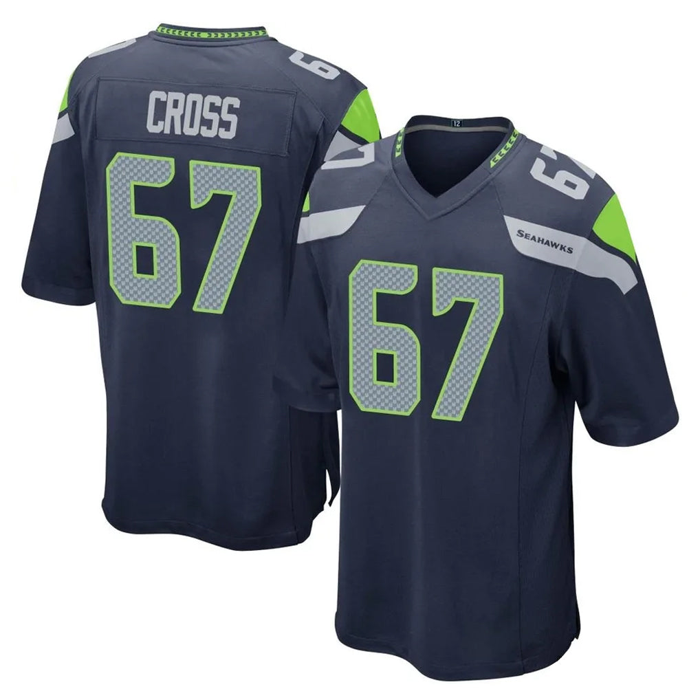 Choea S.Seahawks #67 Charles Cross Player Navy Home Game Stitched Jerseys