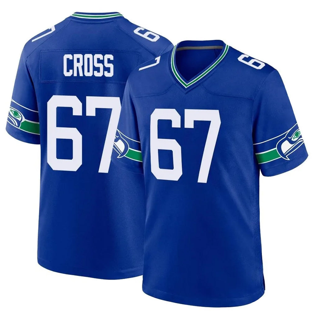 Choea S.Seahawks #67 Charles Cross Player Royal Throwback Home Game Stitched Jerseys