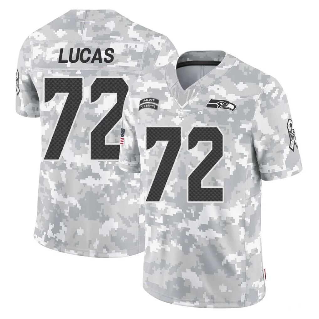 Choea S.Seahawks #72 Abraham Lucas Player Arctic Camo Limited Salute To Service Home Game Stitched Jerseys