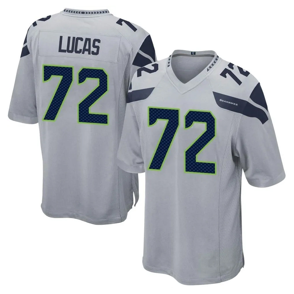 Choea S.Seahawks #72 Abraham Lucas Player Gray Home Game Stitched Jerseys