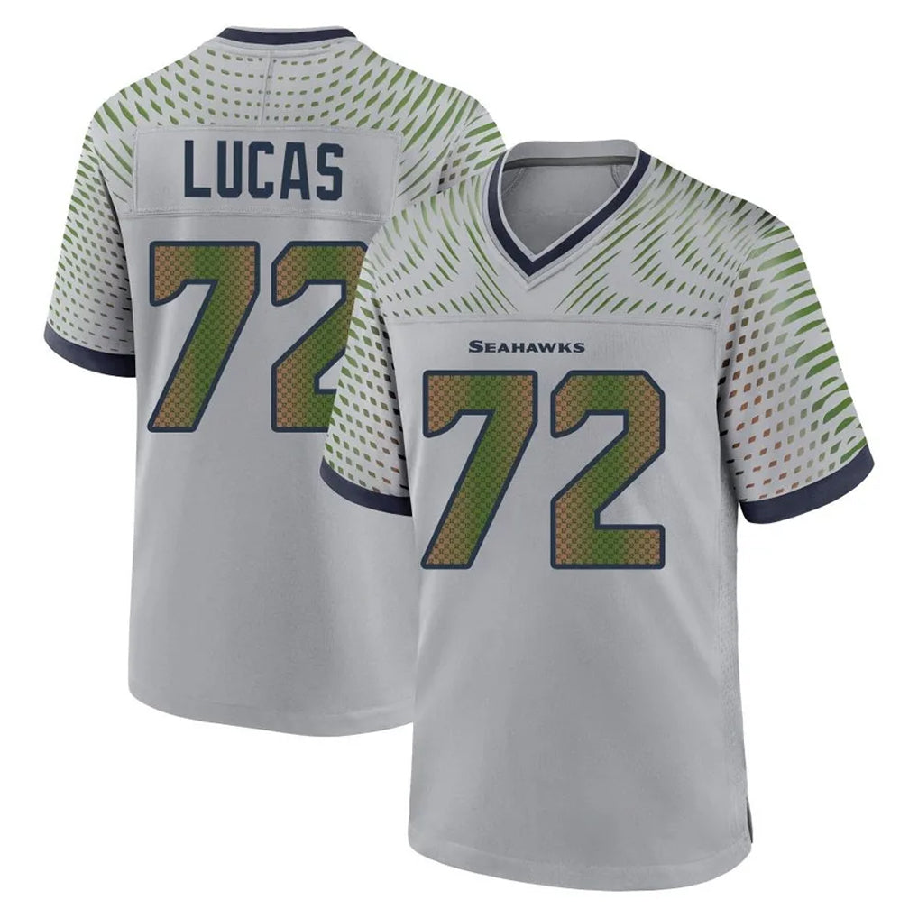 Choea S.Seahawks #72 Abraham Lucas Player Grey 2025 Rivalries Collection Home Game Stitched Jerseys