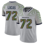 Choea S.Seahawks #72 Abraham Lucas Player Grey Limited 2025 Rivalries Collection Home Game Stitched Jerseys